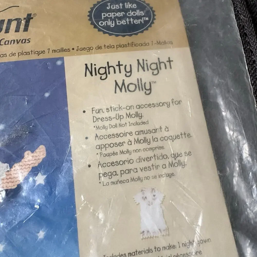 Nighty Night Dress-Up Molly Vintage Needlepoint Doll Kit by Quick Count - 1990s